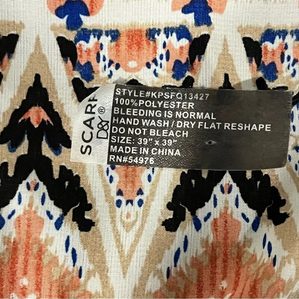 NEW D&Y Coral Aztec Print Fringe Scarf Shawl